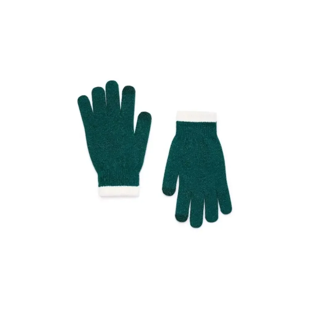 Time and Tru Women's Striped Beanie And Gloves, One Size Fits Most, Green Smoke
